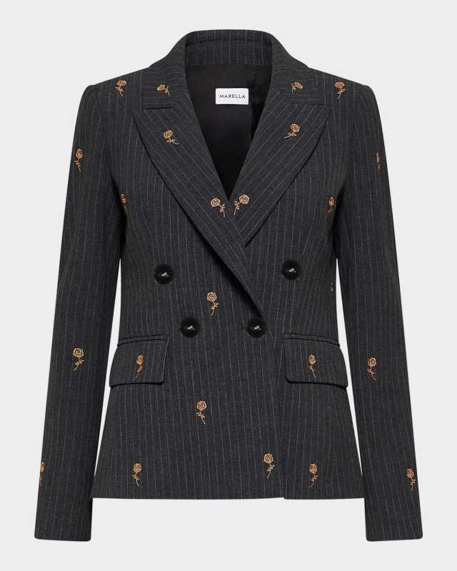 Edera Embroidered Pinstripe Blazer